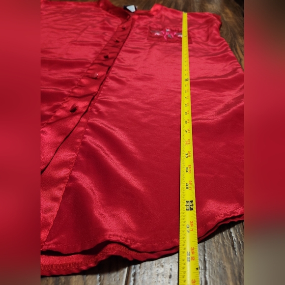 Inhibitions Satin Nightie Nightgown Red Floral SZ LG - Picture 6 of 9